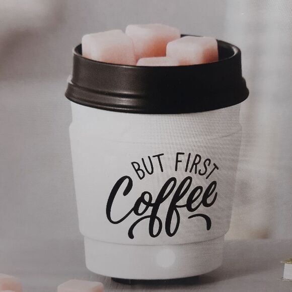 Electric But First Coffee Ceramic Wax Warmer White Brown 3.58 x 4.22 x 5… - Picture 2 of 13